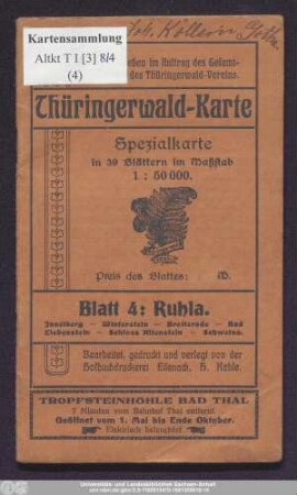 Blatt 4: Ruhla : Inselberg - Winterstein - Brotterode - Bad Liebenstein - Schloss Altenstein - Schweina