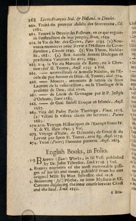 168-173, English Books, in Folio; In Quarto