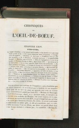 Chroniques de L'Oeil-de-Boeuf.