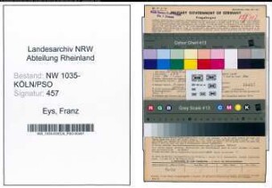Entnazifizierung Franz Van Eys , geb. 06.09.1908 (Kaufmann)