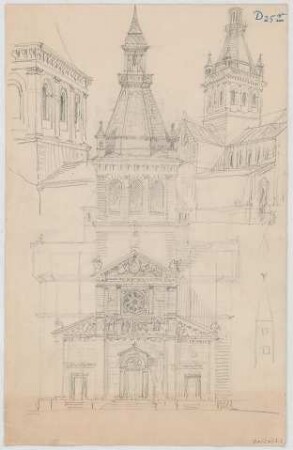 Thiersch, August ; Augsburg (Bayern); Kirche, Projekt - Ansicht, Perspektive
