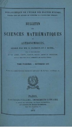 Tome Troisième - Septembre 1872.