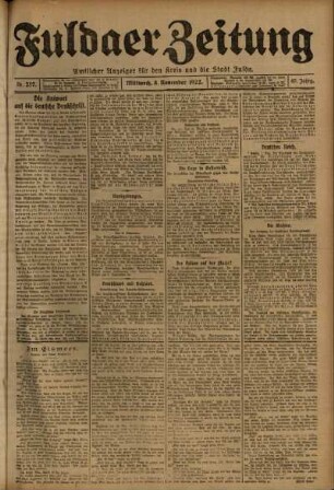 Ausgabe vom Mittwoch, den 08. November 1922.
