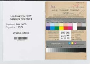 Entnazifizierung Alfons Drueke, geb. 03.11.1910 (Zollinspektor)