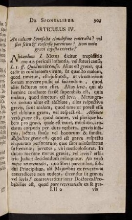 903-918, Articulus IV. An valeant Sponsalia clandestine contracta?
