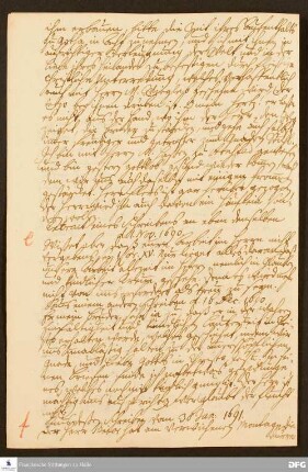 Auszug eines Briefs von August Hermann Francke an Christoph Hohenhausen.