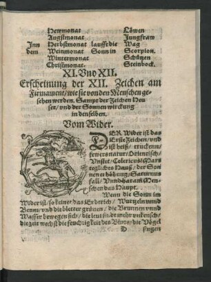 XI. und XII. Erscheinung der XII. Zeichen am Firmament/ ...