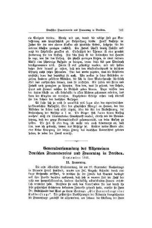 Generalversammlung des Allgemeinen Deutscher Frauenvereins und Frauentag in Dresden : September 1891