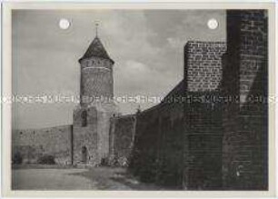 Pyritz, Stadtmauer mit Mönchsturm