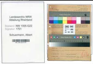 Entnazifizierung Albert Schuermann , geb. 30.05.1905 (Baecker)