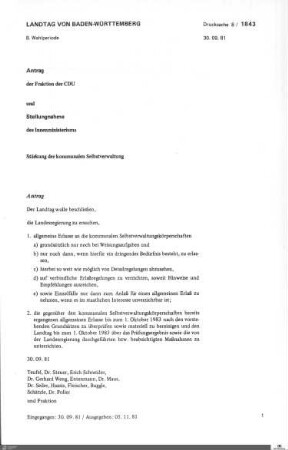 Antrag der CDU zur Stärkung kommunalen Selbstverwaltung