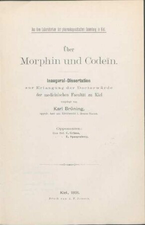 Über Morphin und Codein