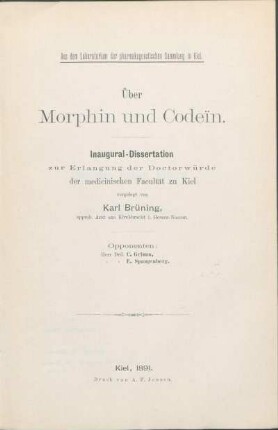 Über Morphin und Codein