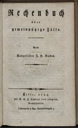 Rechenbuch über gemeinnützige Fälle
