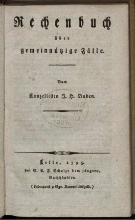 Rechenbuch über gemeinnützige Fälle