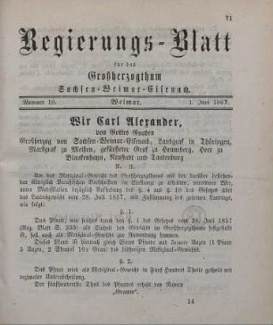 Nr. 10 : 1. Juni 1867