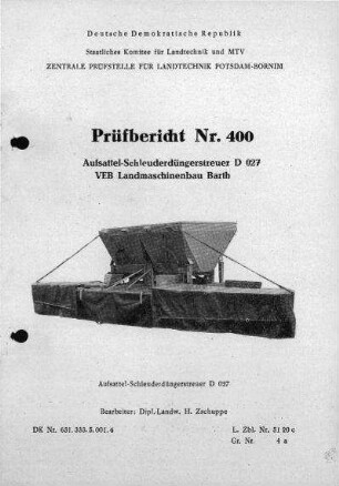 Aufsattel-Schleuderdüngerstreuer D 027