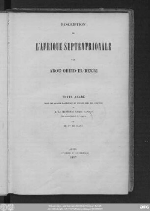 Description de l'Afrique septentrionale