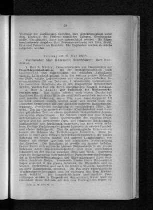 Sitzung am 27. Mai 1919.