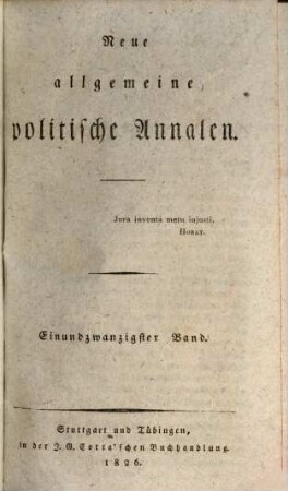 Neue allgemeine politische Annalen. 21. 1826