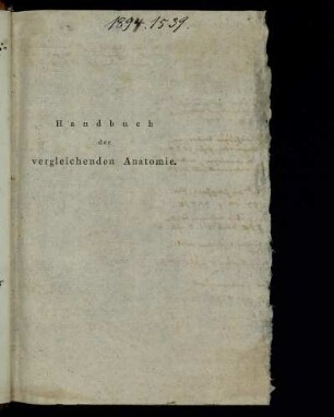 Handbuch der vergleichenden Anatomie : Mit Kupfern