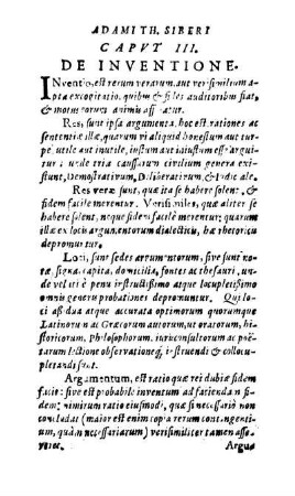 Capvt III. De Inventione