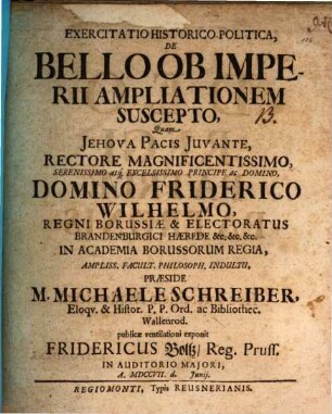 Exercitatio Historico-Politica, De Bello Ob Imperii Ampliationem Suscepto