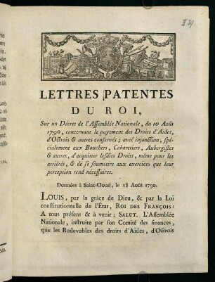 1-7, Lettres Patentes Du Roi...