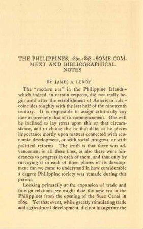 The Philippines, 1860-1898 - some comment and bibliographical notes