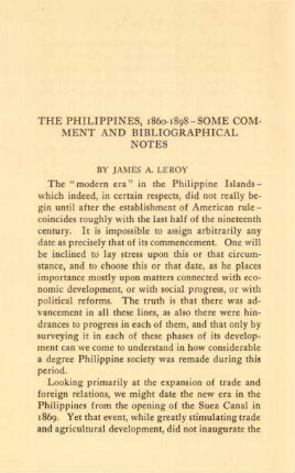 The Philippines, 1860-1898 - some comment and bibliographical notes