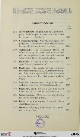 Kunstmobiliar (Nr. 298-307)