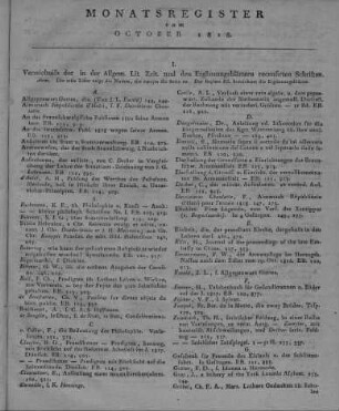 Monatsregister vom October 1818