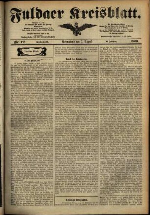 Zweite Ausgabe vom Samstag, den 07. August 1909.