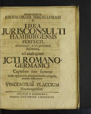 [Opusculorum Juridicorum Miscellorum V.]