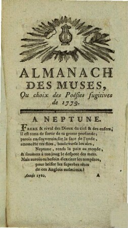 Almanach des muses : ou choix des poésies fugitives. 1780