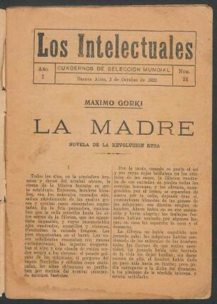 1922002100: La madre : [novela de la revolución rusa], [1]