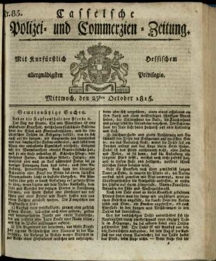 Nr. 85, Mittwoch, den 25sten October 1815