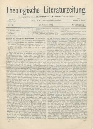497-500 [Rezension] Zöckler, Otto (Hrsg.), Handbuch der theologischen Wissenschaften in encyklopädischer Darstellung mit besonderer Rücksicht auf die Entwicklungsgeschichte der einzelnen Disziplinen. 4. Halbbd