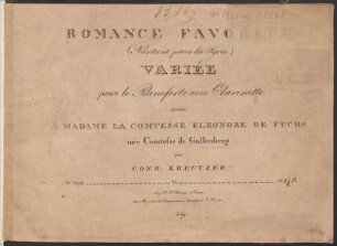 Romance favorite : (Partant pour la Syrie) ; variée pour le pianoforte avec clarinette