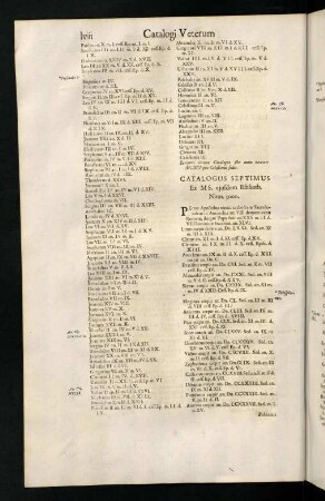 LVIII-LXII, Catalogus Septimus - Decimus