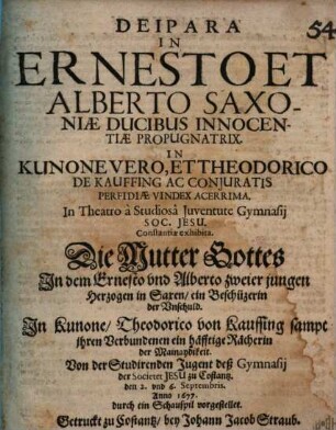 Deipara in Ernesto et Alberta Saxoniae Ducibus Innocentiae Propugnatrix