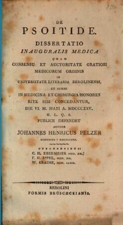 De psoitide : Diss. med.