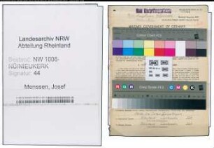 Entnazifizierung Josef Menssen , geb. 20.12.1899 (Geschaeftsinhaber)