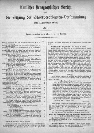 No. 1, 5. Januar 1899