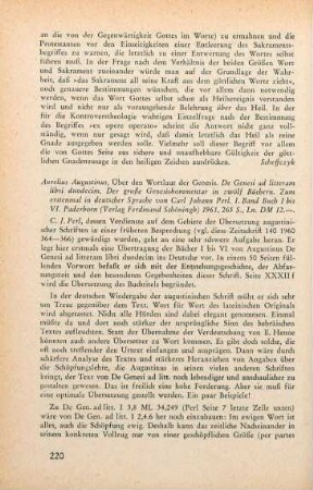 220-222 [Rezension] Augustinus, Aurelius, Buch I bis VI