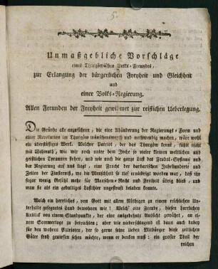 1r-2v, Unmaßgebliche Vorschläge eines Thurgöwischen Volks-Freundes...