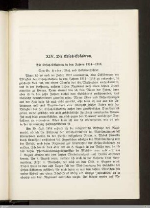 XIV. Die Ersatz-Eskadron