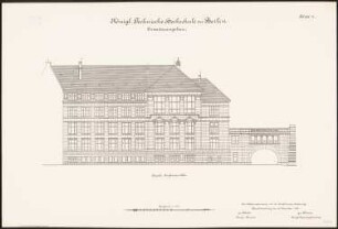 Technische Hochschule Berlin Erweiterungsbau, 1. Bauabschnitt: Ansicht von Südwest 1:100