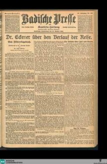 Badische Presse : Generalanzeiger der Residenz Karlsruhe und des Großherzogtums Baden, Morgenausgabe