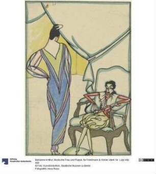 Modische Frau und Puppe, für Friedmann & Weber
